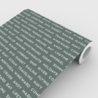 Papel De Parede Importado Verde Estampa de Letras Escrita 4m²