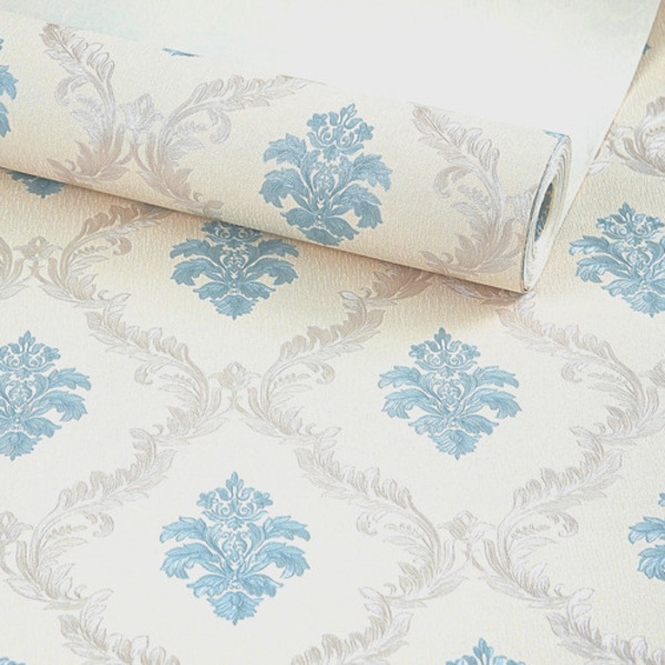 Papel De Parede Importado Vinilico Arabesco Azul Branco 10m