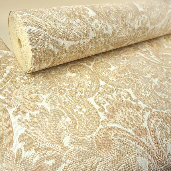 Papel De Parede Importado Vinilico Arabesco Branco