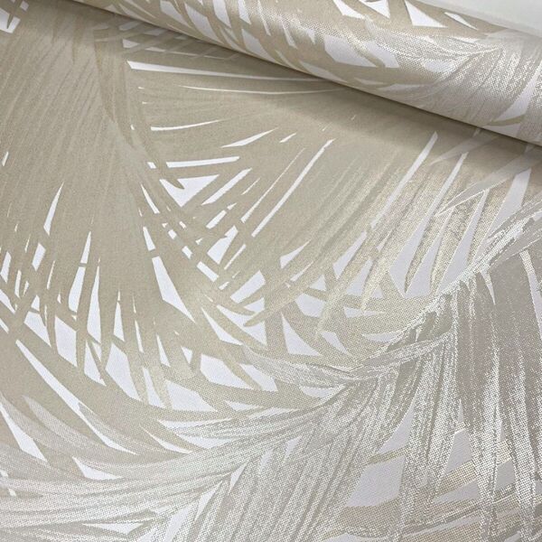 Papel De Parede Importado Vinilico Bege Com Estampa Dourada