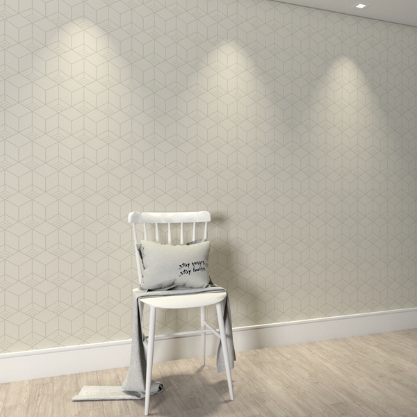 Papel De Parede Importado Vinilico Branco Geométrico