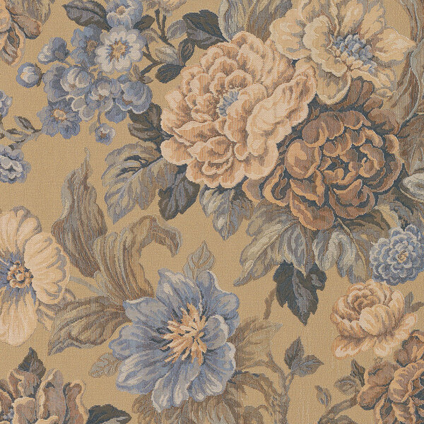 Papel De Parede Importado Vinilico Dourado  Com Estampa De Fl