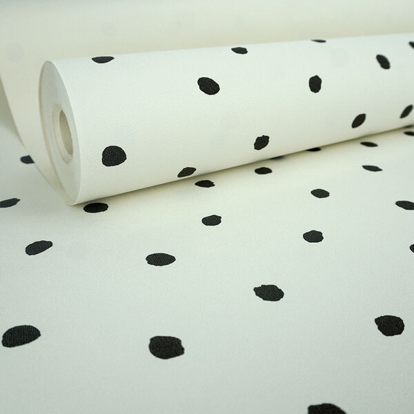 Papel De Parede Importado Vinilico Poá Branco E Preto