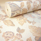 Papel De Parede Impotado Vinilico Bege Com Estampa De Flores