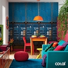 Papel De Parede Industrial Container Azul E Laranja 18m