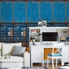 Papel De Parede Industrial Container Azul E Laranja 18m