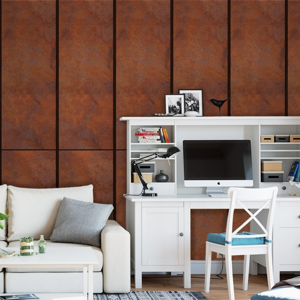 Papel De Parede Industrial Metal Aço Corten Ferrugem 1 6m