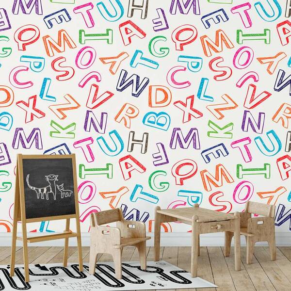 Papel De Parede Infantil Alfabeto Escolar N3931