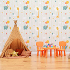 Papel De Parede Infantil Animais Girafa, Elefante E Balões 3