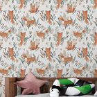 Papel De Parede Infantil Auto Adesivo Aquarela Folhas Raposa