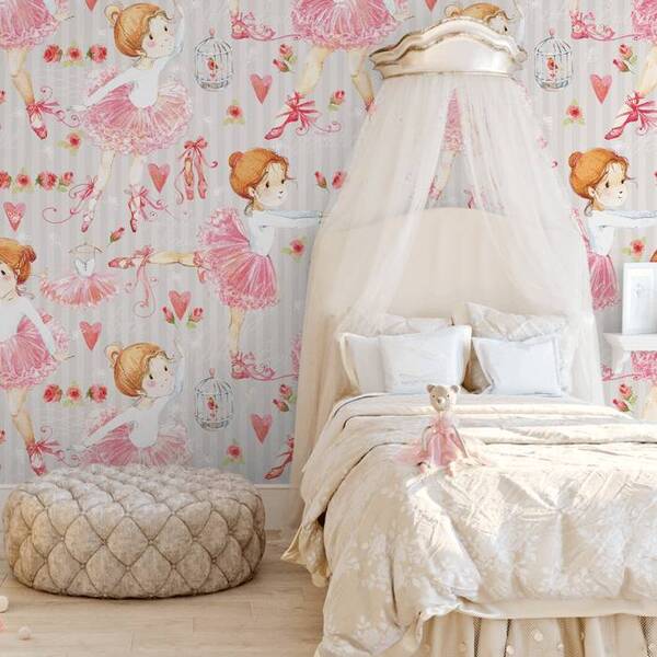 Papel De Parede Infantil Bailarina Quarto Menina N3964