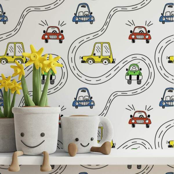 Papel De Parede Infantil Carrinhos Modelo 62-60x300cm