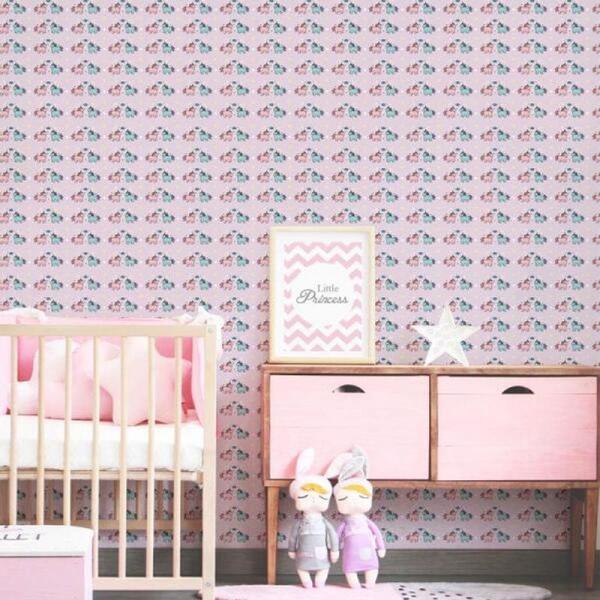 Papel De Parede Infantil Casal Unicórnio