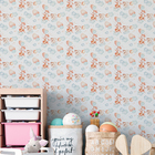 Papel De Parede Infantil Coelhinho Fofinho Aquarela Azul Quar