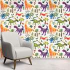 Papel De Parede Infantil Dinossauros Aquarela 1-60x300cm