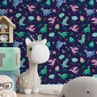 Papel De Parede Infantil Dinossauros Fundo Azul-60x300cm