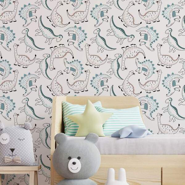 Papel De Parede Infantil Dinossauros Modelo 19-60x300cm