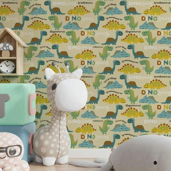 Papel De Parede Infantil Dinossauros Modelo 42-60x300cm