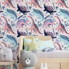 Papel De Parede Infantil Dinossauros Rosa E Azul-60x300cm