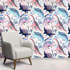 Papel De Parede Infantil Dinossauros Rosa E Azul-60x300cm
