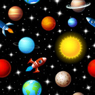 Papel De Parede Infantil Espaço Sideral 10 Metros