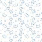 Papel de Parede Infantil Girafa e Hipopótamo Azul 2,70x0,57m