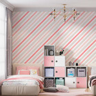 Papel De Parede Infantil Listrado Diagonal Tons Rosas 3 Metros