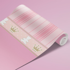 Papel De Parede Infantil Listras E Faixa Rosa 59x300cm