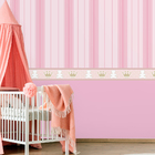 Papel De Parede Infantil Listras E Faixa Rosa 59x300cm