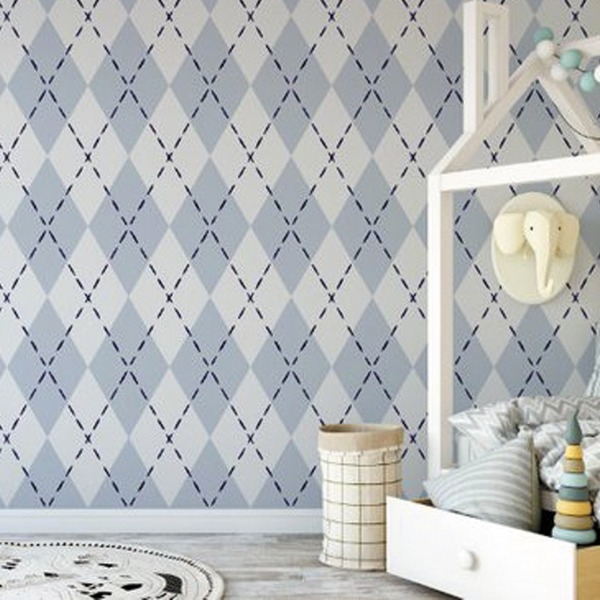 Papel De Parede Infantil Losângulo Azul - 3,00m