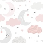 Papel De Parede Infantil Lua E Nuvens Rosas Inf112 - 2,50m