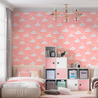 Papel De Parede Infantil Nuvezinhas Amorosas Fundo Rosa 3 Met