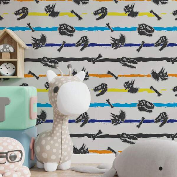 Papel De Parede Infantil Ossos De Dinossauros-60x300cm
