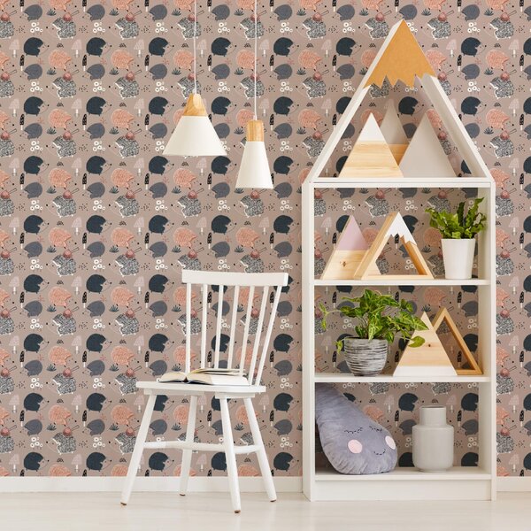 Papel De Parede Infantil Porco Espinho Escandinavo 57x270cm