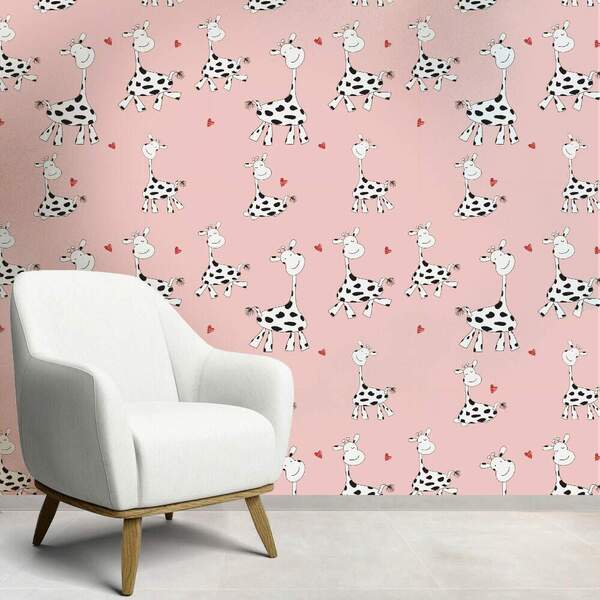 Papel De Parede Infantil Rosa Girafinhas-60x300cm
