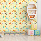 Papel De Parede Infantil Safari Fundo Listrado Amarelo 3 Metr