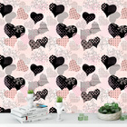 Papel De Parede Infantil Teen Fundo Rosa Com Corações 3,0m