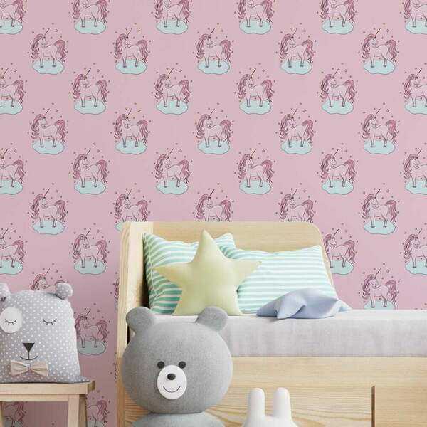 Papel De Parede Infantil Unicórnios Modelo 09-60x300cm