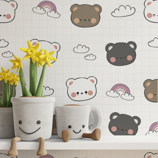 Papel De Parede Infantil Ursinhos Modelo 22-60x300cm