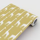 Papel De Parede Italiano Amarelo Estampa Girafa Infantil 4m²