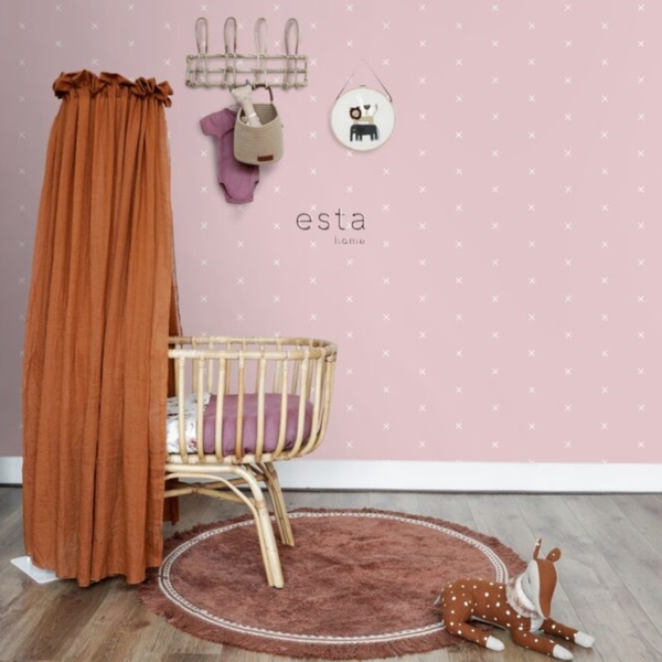 Papel De Parede Italiano Lavável Rosa Quarto Infantil 4m²