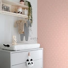 Papel De Parede Italiano Rosa Estilo Poá Coração Quarto 4m²