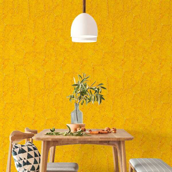 Papel De Parede Jardim Marrom Amarelo Textura Geométrica 12m