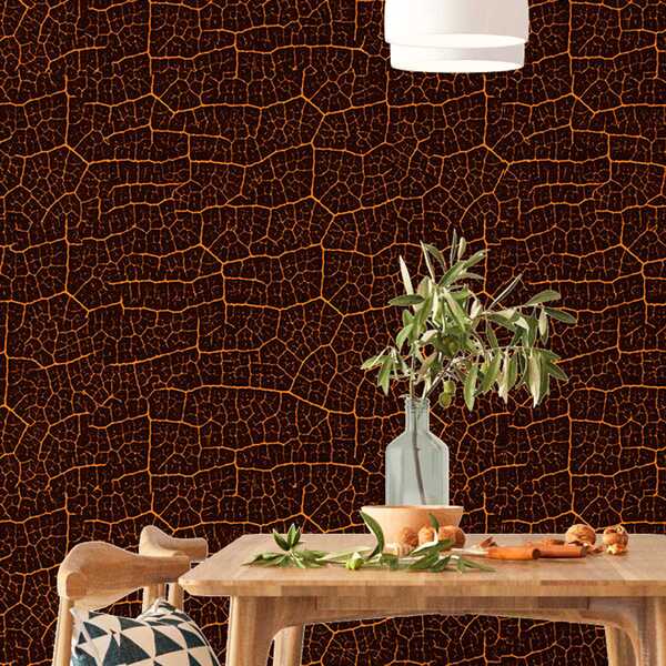 Papel De Parede Jardim Marrom Escuro Textura Geométrica 6m