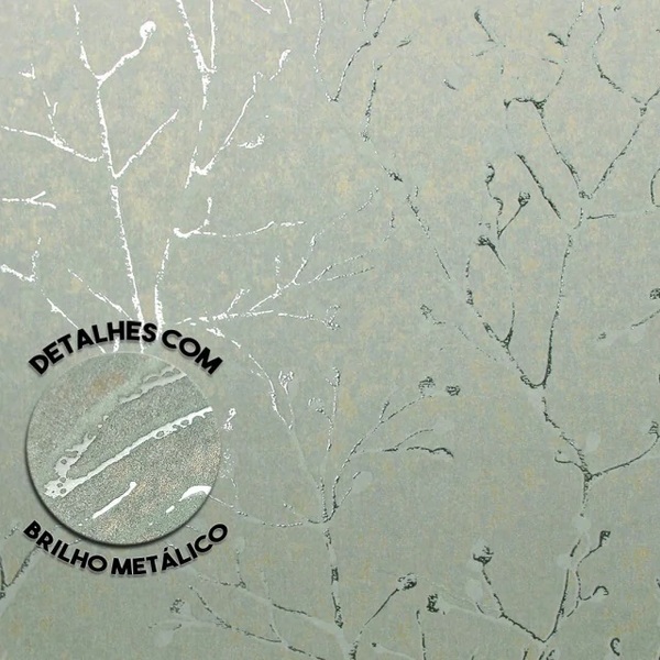 Papel De Parede Kantai Coleção White Swan Galhos Cinza Mescla