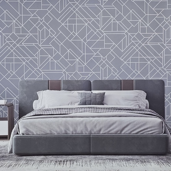 Papel De Parede Kantai Coleção White Swan Geométrico Cinza Az