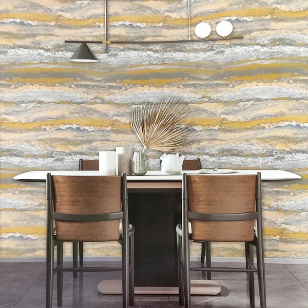 Papel De Parede Kantai Coleção White Swan Mármore Bege Acinzentado Com