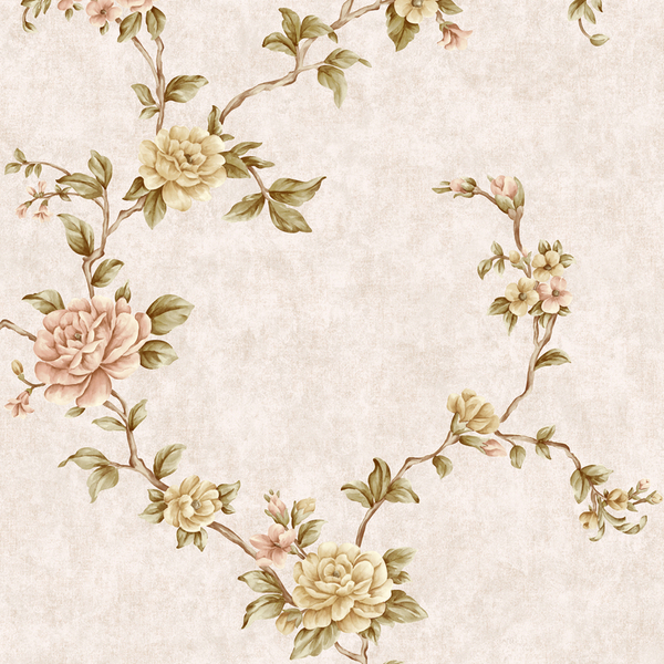 Papel De Parede Kantai Golden House 2 - Floral Bege