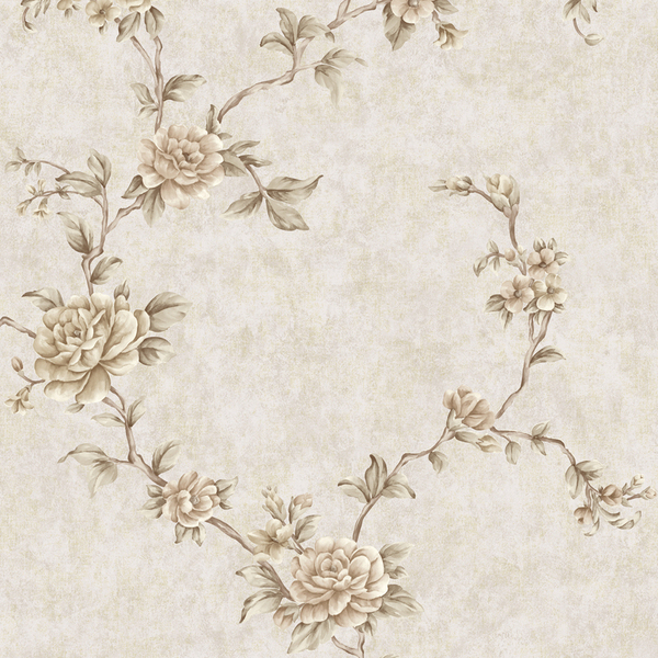 Papel De Parede Kantai Golden House 2 - Floral Cinza