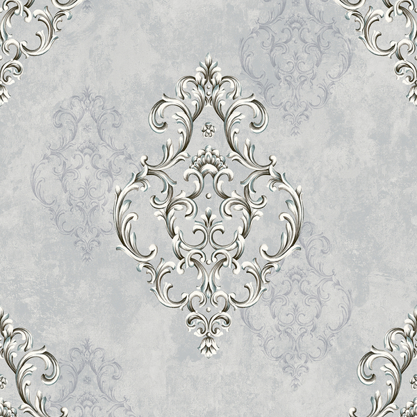 Papel De Parede Kantai Golden House 2 - Medalhão Cinza Claro